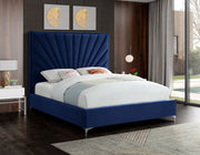 Eclipse Velvet Queen Bed Blue - Gate FurnitureQueen Bed