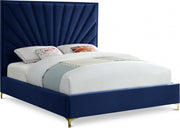Eclipse Velvet Queen Bed Blue - Gate FurnitureQueen Bed