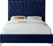 Eclipse Velvet Queen Bed Blue - Gate FurnitureQueen Bed