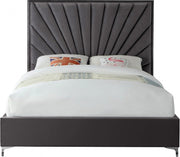 Eclipse Velvet Queen Bed Grey - Gate FurnitureQueen Bed