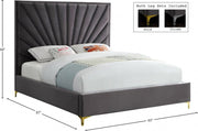 Eclipse Velvet Queen Bed Grey - Gate FurnitureQueen Bed