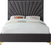 Eclipse Velvet Queen Bed Grey - Gate FurnitureQueen Bed