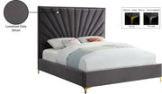 Eclipse Velvet Queen Bed Grey - Gate FurnitureQueen Bed