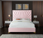 Eclipse Velvet Queen Bed Pink - Gate FurnitureQueen Bed