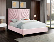 Eclipse Velvet Queen Bed Pink - Gate FurnitureQueen Bed