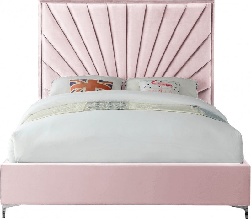 Eclipse Velvet Queen Bed Pink - Gate FurnitureQueen Bed