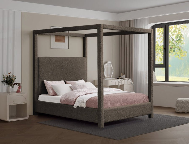 Eden Boucle Fabric King Bed (3 Boxes) Brown - Gate FurnitureKing Bed
