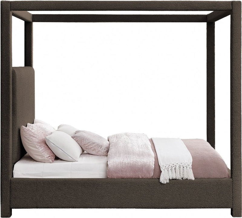 Eden Boucle Fabric King Bed (3 Boxes) Brown - Gate FurnitureKing Bed