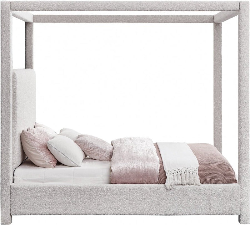 Eden Boucle Fabric King Bed (3 Boxes) Cream - Gate FurnitureKing Bed