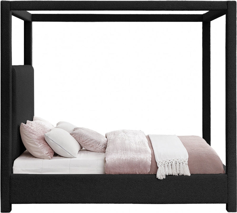 Eden Boucle Fabric Queen Bed (3 Boxes) Black - Gate FurnitureQueen Bed