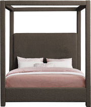 Eden Boucle Fabric Queen Bed (3 Boxes) Brown - Gate FurnitureQueen Bed