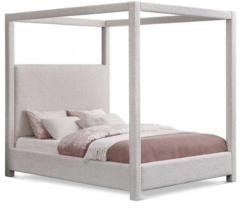 Eden Boucle Fabric Queen Bed (3 Boxes) Cream - Gate FurnitureQueen Bed