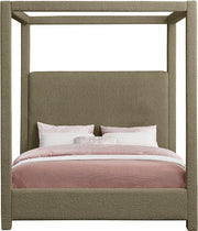 Eden Boucle Fabric Queen Bed (3 Boxes) Olive - Gate FurnitureQueen Bed