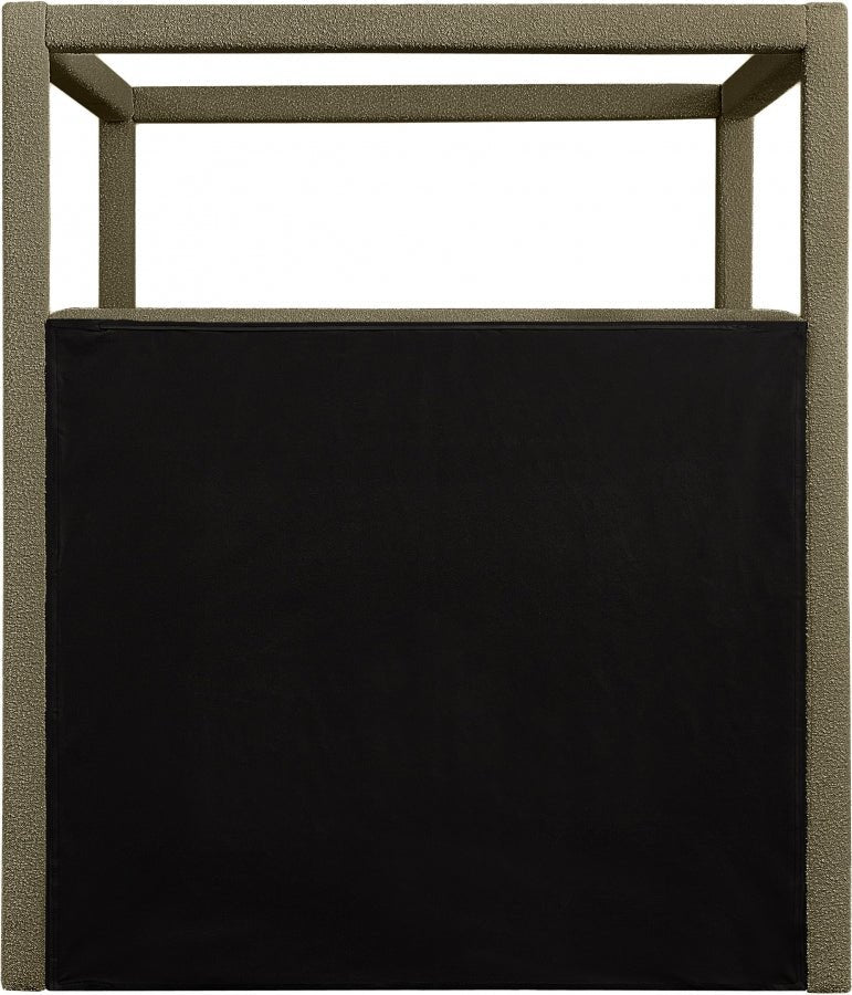Eden Boucle Fabric Queen Bed (3 Boxes) Olive - Gate FurnitureQueen Bed