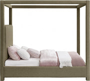Eden Boucle Fabric Queen Bed (3 Boxes) Olive - Gate FurnitureQueen Bed