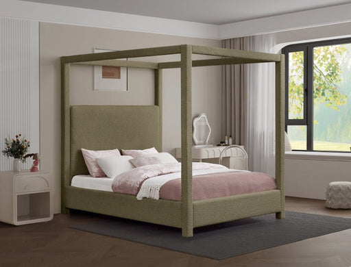 Eden Boucle Fabric Queen Bed (3 Boxes) Olive - Gate FurnitureQueen Bed