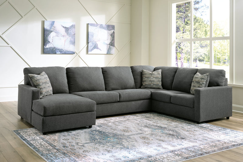 Edenfield Charcoal 3-Piece Sectional with Ottoman from Ashley - Luna Furniture