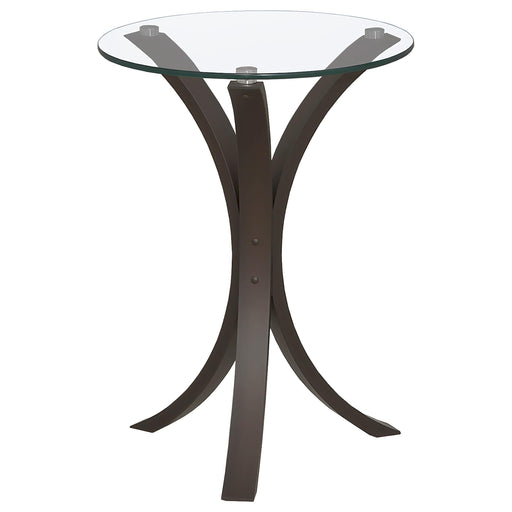 Edgar Round Glass Top Accent Side Table Cappuccino - 902867