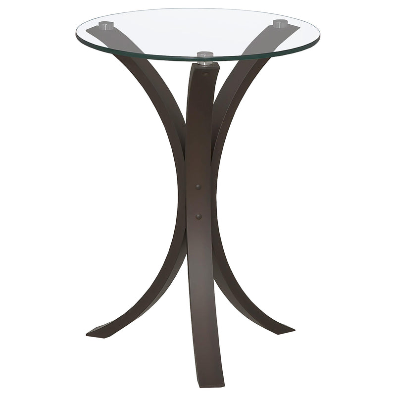 Edgar Round Glass Top Accent Side Table Cappuccino - 902867