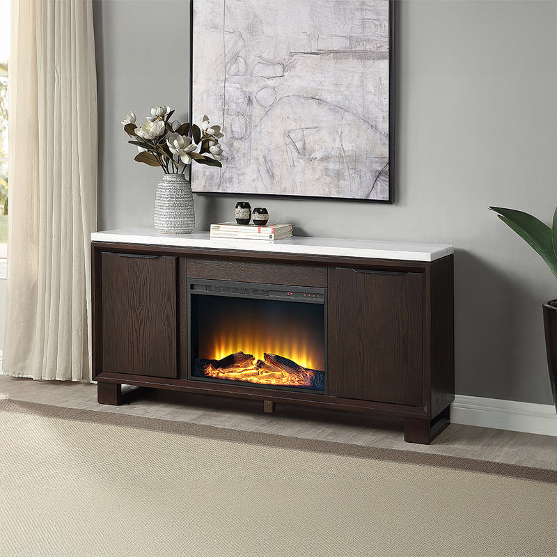 Edwyn Server w/Natural Marble Top & Fireplace - DN03199