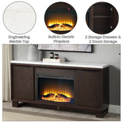 Edwyn Server w/Natural Marble Top & Fireplace - DN03199