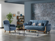 Efes 3-pieces (Sofa & Loveseat & Chair) Livingroom in Blue - 200-ELIF-EFE-E166-321