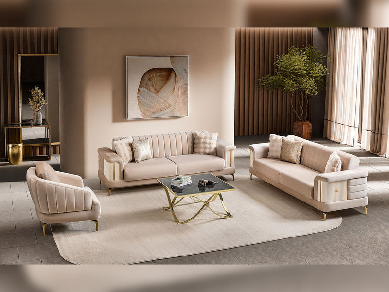 Elano  3-pieces (Sofa & Loveseat & Chair) Livingroom Set in Cream - 200-ST-ELA-TURKO276-321