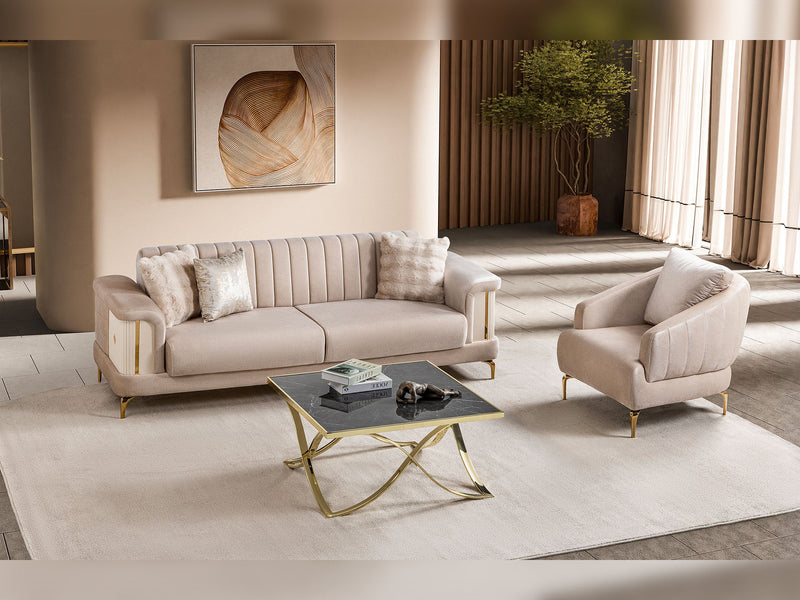 Elano  3-pieces (Sofa & Loveseat & Chair) Livingroom Set in Cream - 200-ST-ELA-TURKO276-321