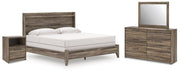 Elbrim Brown King Panel Bed, Dresser, Mirror and Nightstand - PCB2005B26