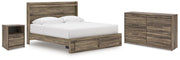 Elbrim Brown King Panel Storage Bed, Dresser and Nightstand - PCB2005B24
