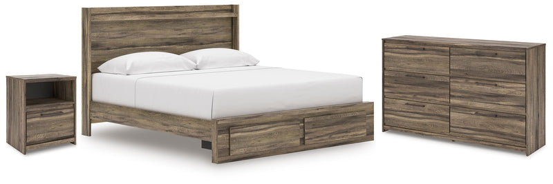 Elbrim Brown King Panel Storage Bed, Dresser and Nightstand - PCB2005B24