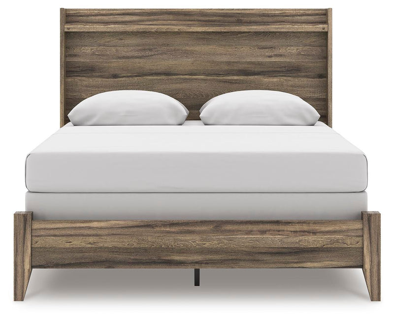 Elbrim Brown Queen Panel Bed, Dresser, Mirror and Nightstand - PCB2005B25
