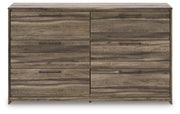 Elbrim Brown Queen Panel Storage Bed, Dresser and Nightstand - PCB2005B12