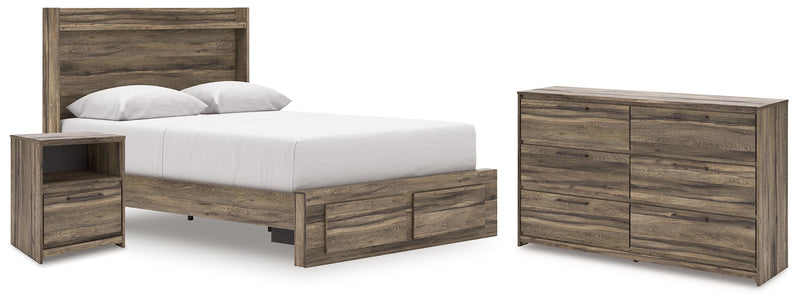 Elbrim Brown Queen Panel Storage Bed, Dresser and Nightstand - PCB2005B12