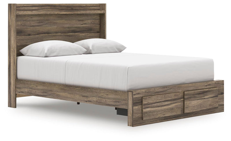 Elbrim Brown Queen Panel Storage Bed, Dresser, Mirror and Nightstand - PCB2005B13
