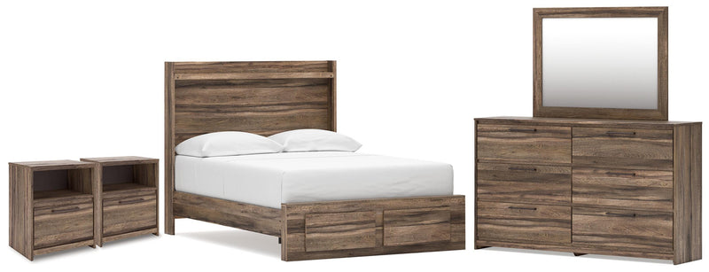 Elbrim Full Panel Storage Bed, Dresser, Mirror and 2 Nightstands - PCB2005B30