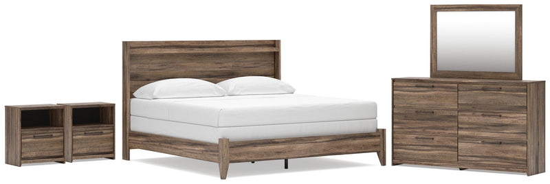 Elbrim King Panel Bed, Dresser, Mirror and 2 Nightstands - PCB2005B29
