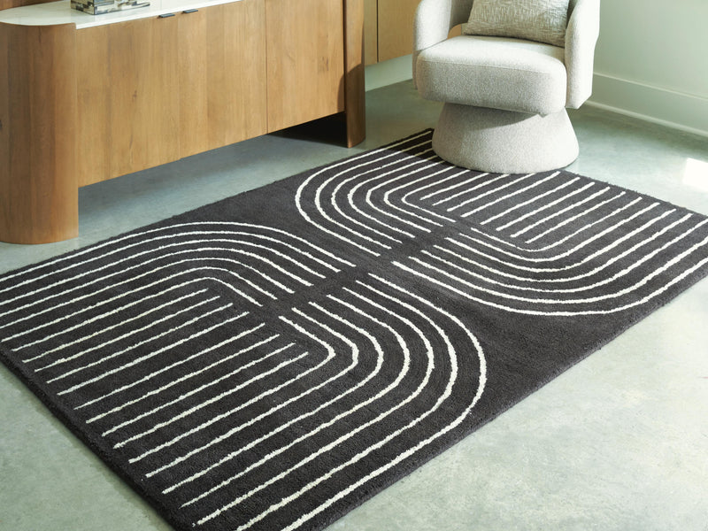 Eldonmore Black/Ivory 5' x 7' Area Rug - R407572