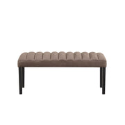 Eleanor - Brown Velvet Upholstered Bench with Wooden Legs - D327-BN