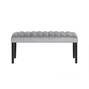 Eleanor - Gray Velvet Upholstered Bench with Wooden Legs - D326-BN