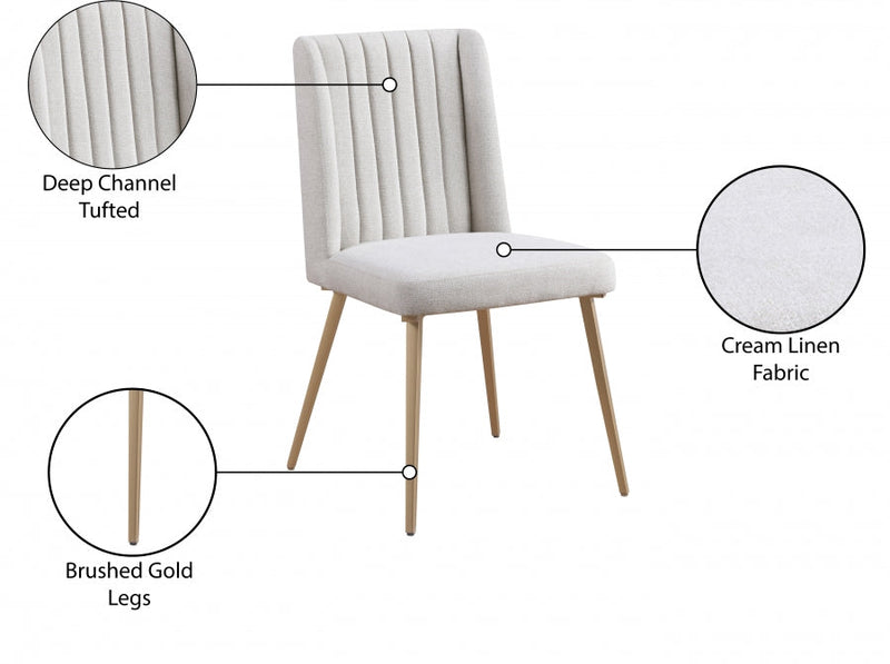 Eleanor Linen Textured Fabric Upholstered Dining Chair in Cream, Set of 2 - 932Cream-C