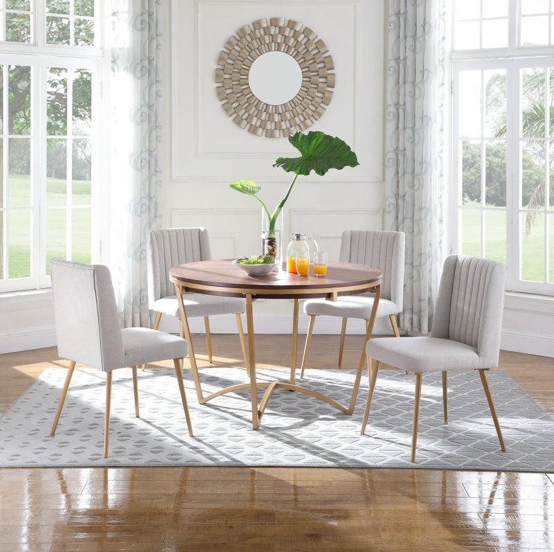 Eleanor Linen Textured Fabric Upholstered Dining Chair in Cream, Set of 2 - 932Cream-C