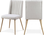 Eleanor Linen Textured Fabric Upholstered Dining Chair in Cream, Set of 2 - 932Cream-C