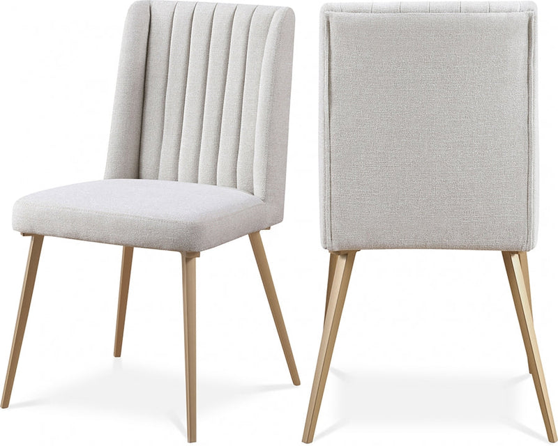 Eleanor Linen Textured Fabric Upholstered Dining Chair in Cream, Set of 2 - 932Cream-C