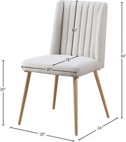 Eleanor Linen Textured Fabric Upholstered Dining Chair in Cream, Set of 2 - 932Cream-C
