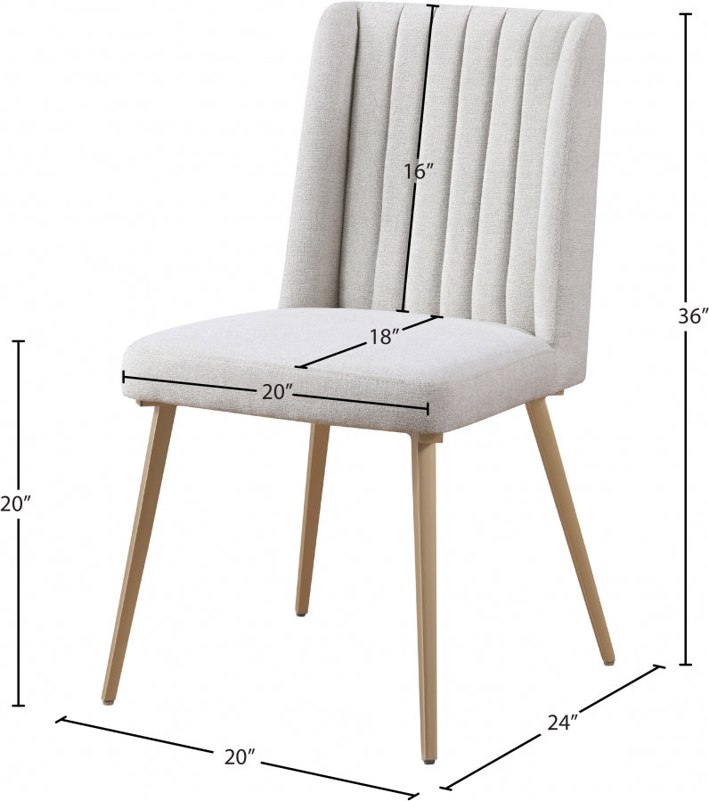 Eleanor Linen Textured Fabric Upholstered Dining Chair in Cream, Set of 2 - 932Cream-C