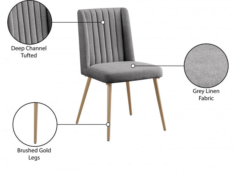 Eleanor Linen Textured Fabric Upholstered Dining Chair in Grey, Set of 2 - 932Grey-C