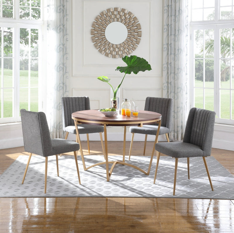Eleanor Linen Textured Fabric Upholstered Dining Chair in Grey, Set of 2 - 932Grey-C