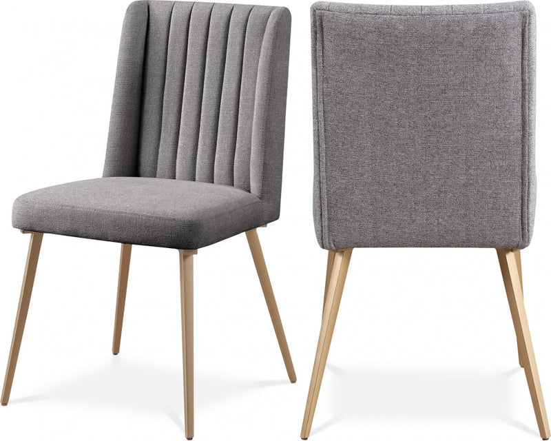 Eleanor Linen Textured Fabric Upholstered Dining Chair in Grey, Set of 2 - 932Grey-C