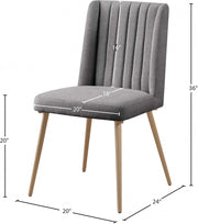 Eleanor Linen Textured Fabric Upholstered Dining Chair in Grey, Set of 2 - 932Grey-C